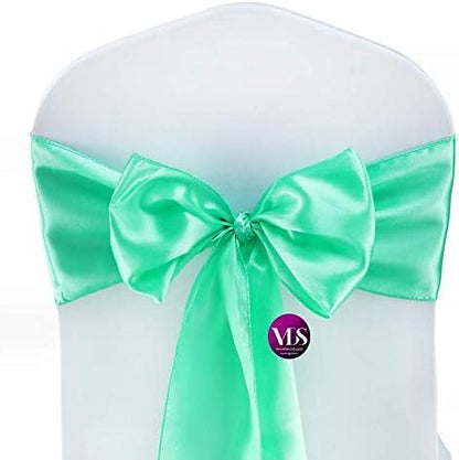 VDS Satin Chair Sashes Chair Cover Back Tie Sateen Bows Ribbon for Wedding Birthday Graduation Engagement Ceremony Event Party Banquet Venue Hotel All Dining Chair Decoration (200PC) (Mint)