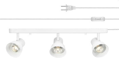 GLOBE Electric 64000116 22" 3-Light Plug-in Track Lighting, Matte White, Pivoting Heads, 15-Foot Cord, in-Line on/Off Rocker Switch, Modern Ceiling Light Fixture for Apartment or Renters