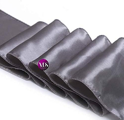 VDS Satin Chair Sashes Chair Cover Back Tie Sateen Bows Ribbon for Wedding Birthday Graduation Engagement Ceremony Event Party Banquet Venue Hotel All Dining Chair Decoration (50PC) (Silver Grey)