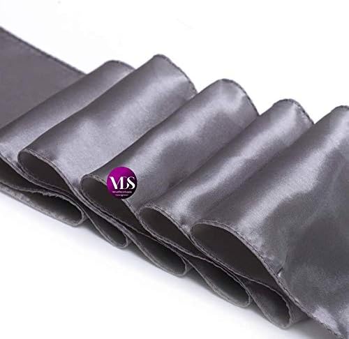 VDS Satin Chair Sashes Chair Cover Back Tie Sateen Bows Ribbon for Wedding Birthday Graduation Engagement Ceremony Event Party Banquet Venue Hotel All Dining Chair Decoration (100PC) (Silver Grey)