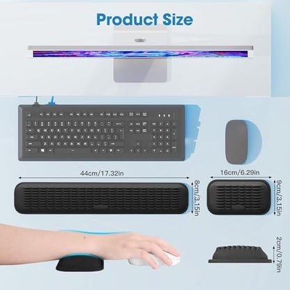 MEKASS Ergonomic Wrist Rest for Keyboard and Mouse, Soft Memory Foam Keyboard Wrist Rest Set with Non-Slip Silicone Base, Easy Typing, Pain Relief, Comfort for Office, Work, Gaming (Light Gray)