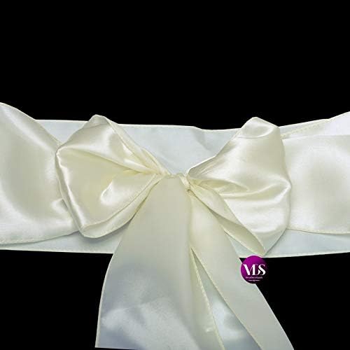 VDS Satin Chair Sashes Chair Cover Back Tie Sateen Bows Ribbon for Wedding Birthday Graduation Engagement Ceremony Event Party Banquet Venue Hotel All Dining Chair Decoration (200PC) (Ivory)