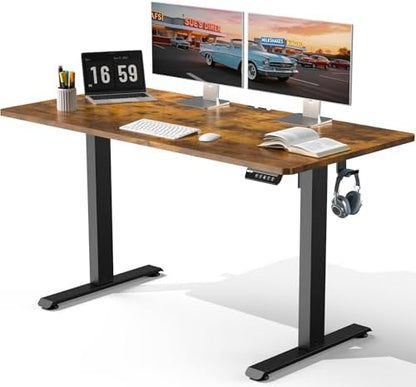 Veken 55" Super Large Standing Desk, Electric Height Adjustable, Brown