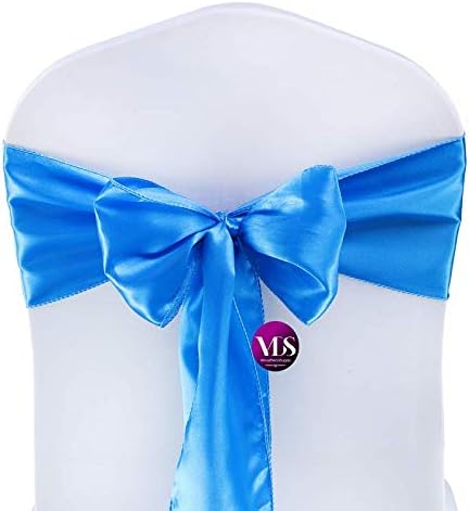 VDS Satin Chair Sashes Chair Cover Back Tie Sateen Bows Ribbon for Wedding Birthday Graduation Engagement Ceremony Event Party Banquet Venue Hotel All Dining Chair Decoration (200PC) (Blue)