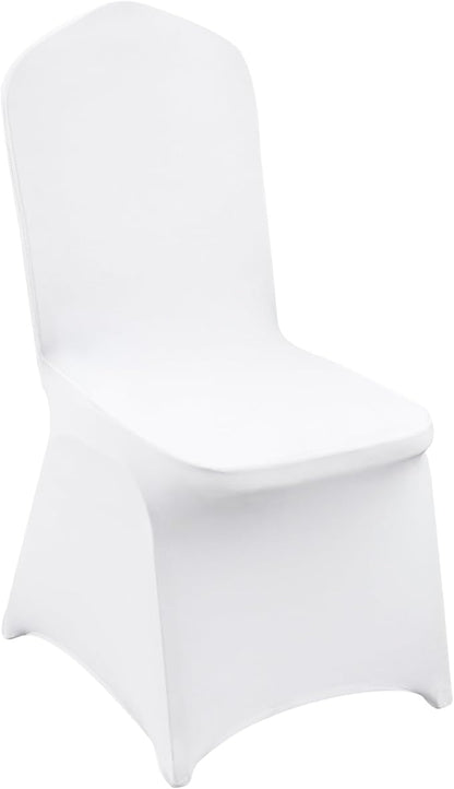 VEVOR 200 Pcs Flat-Front Chair Covers Polyester Spandex Chair Cover Stretch Slipcovers, Wedding, Holiday, Banquet, Party, Celebration, Dining, White