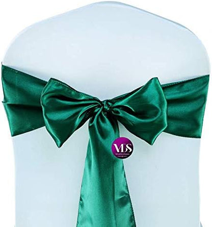 VDS Satin Chair Sashes Chair Cover Back Tie Sateen Bows Ribbon for Wedding Birthday Graduation Engagement Ceremony Event Party Banquet Venue Hotel All Dining Chair Decoration (200PC) (Emerald Green)
