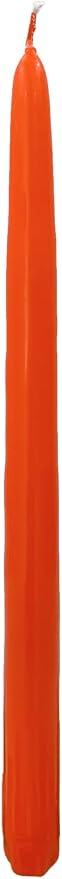 D'light Online Elegant 10" Unscented Orange Taper Candles, Premium Quality Hand-Dipped Tapered Candles, Dripless and Smokeless - Set of 12 Individually Wrapped (10 Inch, Orange)