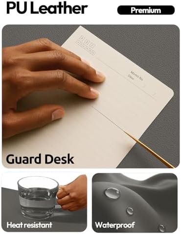 YSAGi Leather Desk Protector, Office Mat, Large Mouse Mat, Non-Slip PU Leather Blotter, Laptop Desk Mat, Waterproof Writing Pad for Office and Home(Dark Grey, 63" x 24")