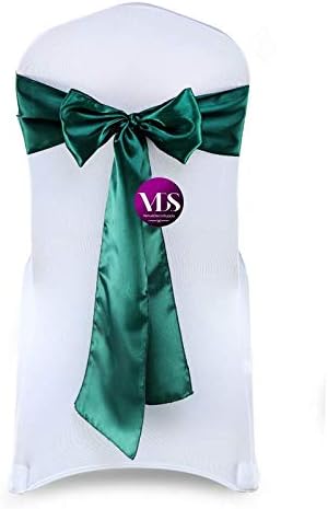 VDS Satin Chair Sashes Chair Cover Back Tie Sateen Bows Ribbon for Wedding Birthday Graduation Engagement Ceremony Event Party Banquet Venue Hotel All Dining Chair Decoration (200PC) (Hunter Green)