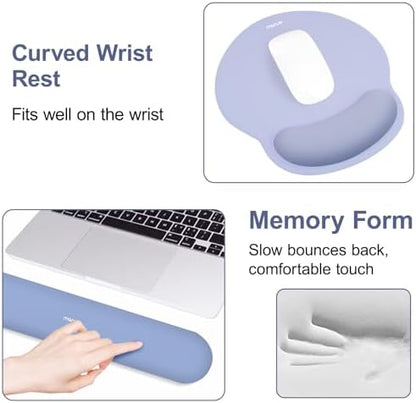 MOSISO Wrist Rest Support for Mouse Pad&Keyboard Set, Stone Blue
