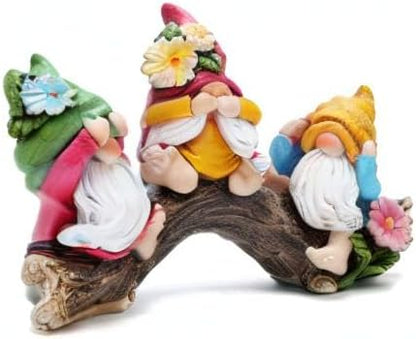 Hodao Spring Hear-No, See-No, Speak-No Gnomes Figurines Decorations Outdoor Flower Gnome Ornaments Decor for Home Table, Garden Yard, Flower Bed Summer Garden Gifts Decor for Mom