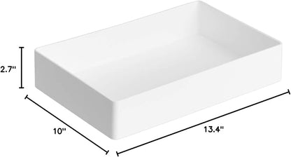Amazon Basics Rectangular Plastic Desk Organizer Bundle, 3 Pieces Letter Tray/Accessory Tray, White