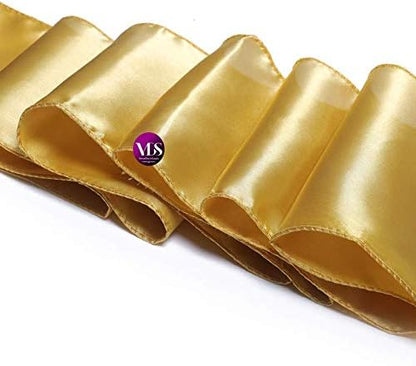 VDS Satin Chair Sashes Chair Cover Back Tie Sateen Bows Ribbon for Wedding Birthday Graduation Engagement Ceremony Event Party Banquet Venue Hotel All Dining Chair Decoration (100PC) (Gold)