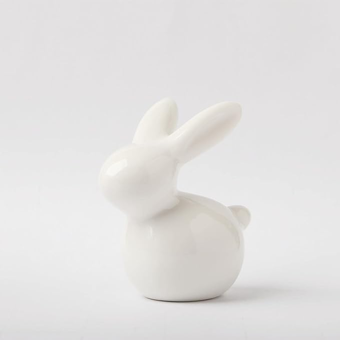 GOODSTART Ceramic Rabbit Ceramic Bunny Figurine Porcelain Modern Art Home Decor, A Set of 2 Rabbit Decor, Easter Bunny Rabbits, Easter Decorations for Home