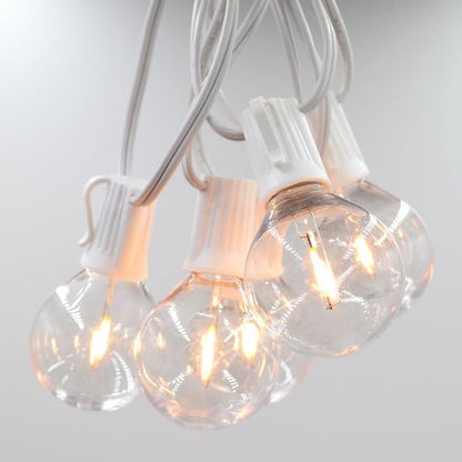 Hometown Evolution, Inc. G50 2" LED Filament Outdoor Patio String Lights with 0.6 Watt Light Bulbs (G50 LED Plastic - White Wire, 10 ft)