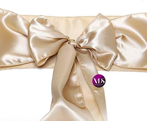 VDS Satin Chair Sashes Chair Cover Back Tie Sateen Bows Ribbon for Wedding Birthday Graduation Engagement Ceremony Event Party Banquet Venue Hotel All Dining Chair Decoration (200PC) (Champagne)