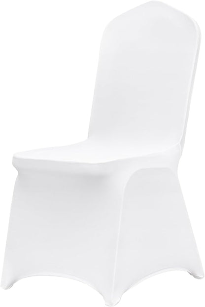 VEVOR 12 Pcs Flat-Front Chair Covers Polyester Spandex Chair Cover Stretch Slipcovers, Wedding, Holiday, Banquet, Party, Celebration, Dining, White