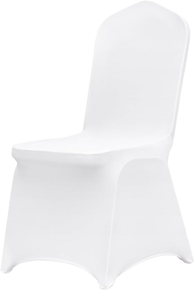 VEVOR 200 Pcs Flat-Front Chair Covers Polyester Spandex Chair Cover Stretch Slipcovers, Wedding, Holiday, Banquet, Party, Celebration, Dining, White