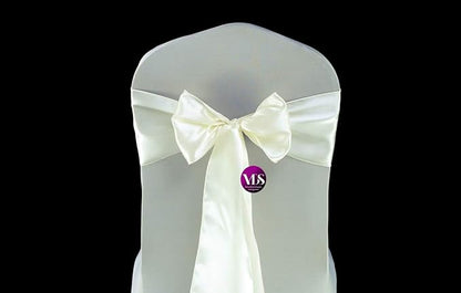 VDS Satin Chair Sashes Chair Cover Back Tie Sateen Bows Ribbon for Wedding Birthday Graduation Engagement Ceremony Event Party Banquet Venue Hotel All Dining Chair Decoration (50PC) (Ivory)
