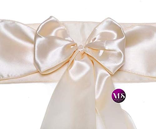VDS Satin Chair Sashes Chair Cover Back Tie Sateen Bows Ribbon for Wedding Birthday Graduation Engagement Ceremony Event Party Banquet Venue Hotel All Dining Chair Decoration (250PC) (Cream)