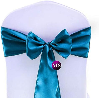 VDS Satin Chair Sashes Chair Cover Back Tie Sateen Bows Ribbon for Wedding Birthday Graduation Engagement Ceremony Event Party Banquet Venue Hotel All Dining Chair Decoration (150PC) (Dark Teal)