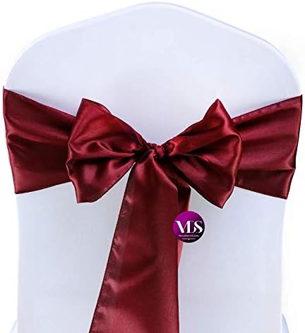VDS Satin Chair Sashes Chair Cover Back Tie Sateen Bows Ribbon for Wedding Birthday Graduation Engagement Ceremony Event Party Banquet Venue Hotel All Dining Chair Decoration (150PC) (Maroon)