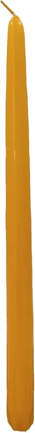 D'light Online Autumn Yellow Elegant 12" Taper Candles Premium Quality Candles, Unscented, Hand-Dipped Tapered Candles, Dripless and Smokeless - Set of 12 Individually Wrapped (12 Inch, Autumn Yellow)