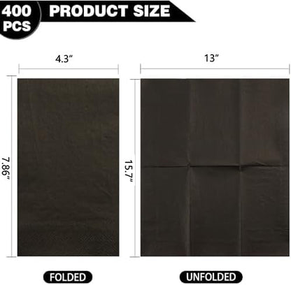 BUCLA 400-Count 3-Ply Black Paper Napkins - Black Napkins Disposable Premium Quality, Soft, Absorbent for Kitchen, Party Halloween & New Year