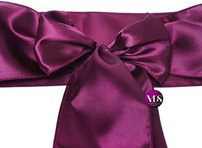 VDS Satin Chair Sashes Chair Cover Back Tie Sateen Bows Ribbon for Wedding Birthday Graduation Engagement Ceremony Event Party Banquet Venue Hotel All Dining Chair Decoration (75PC) (Eggplant)