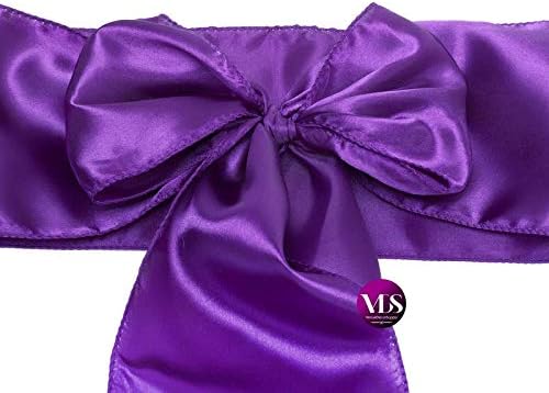 VDS Satin Chair Sashes Chair Cover Back Tie Sateen Bows Ribbon for Wedding Birthday Graduation Engagement Ceremony Event Party Banquet Venue Hotel All Dining Chair Decoration (300PC) (Purple)