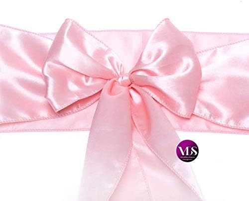 VDS Satin Chair Sashes Chair Cover Back Tie Sateen Bows Ribbon for Wedding Birthday Graduation Engagement Ceremony Event Party Banquet Venue Hotel All Dining Chair Decoration (150PC) (Blush Pink)