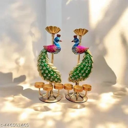 Decorative Metal Peacock Candle Holder | Handcrafted Tealight Holder for Home & Festive Decoration
