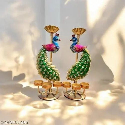 Decorative Metal Peacock Candle Holder | Handcrafted Tealight Holder for Home & Festive Decoration
