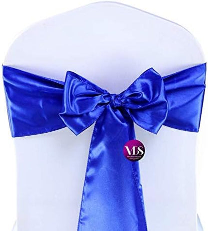 VDS Satin Chair Sashes Chair Cover Back Tie Sateen Bows Ribbon for Wedding Birthday Graduation Engagement Ceremony Event Party Banquet Venue Hotel All Dining Chair Decoration (300PC) (Royal Blue)