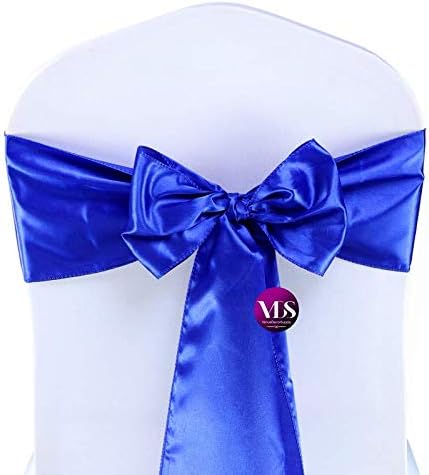 VDS Satin Chair Sashes Chair Cover Back Tie Sateen Bows Ribbon for Wedding Birthday Graduation Engagement Ceremony Event Party Banquet Venue Hotel All Dining Chair Decoration (250PC) (Royal Blue)
