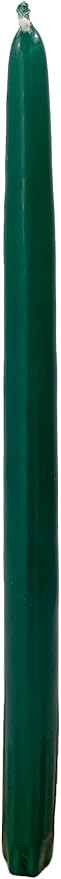 D'light Online Elegant 12" Unscented Hunter Green Taper Candles Premium Quality Candles Hand-Dipped Tapered Candles, Dripless and Smokeless - Set of 12 Individually Wrapped (12 Inch, Dark Green)