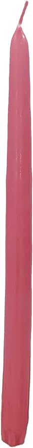 D'light Online Elegant Premium Quality 12" Unscented Rosewood Blush Pink Taper Candles Hand-Dipped, Dripless Tapered Candles and Smokeless - Set of 12 Individually Wrapped (12 Inch, Rosewood Pink)