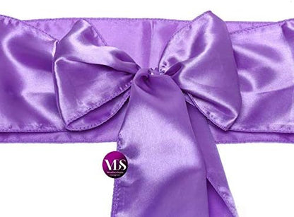 VDS Satin Chair Sashes Chair Cover Back Tie Sateen Bows Ribbon for Wedding Birthday Graduation Engagement Ceremony Event Party Banquet Venue Hotel All Dining Chair Decoration (150PC) (Lavender)