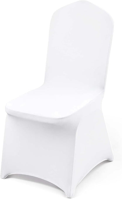 VEVOR 50 Pcs White Chair Covers Polyester Spandex Chair Cover Stretch Slipcovers for Wedding Party Dining Banquet Flat-Front Chair Covers