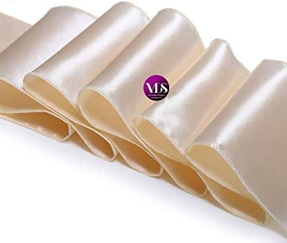 VDS Satin Chair Sashes Chair Cover Back Tie Sateen Bows Ribbon for Wedding Birthday Graduation Engagement Ceremony Event Party Banquet Venue Hotel All Dining Chair Decoration (100PC) (Cream)