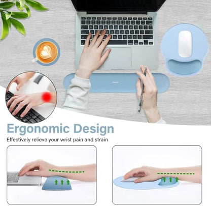 MOSISO Wrist Rest Support for Mouse Pad&Keyboard Set, Air Blue