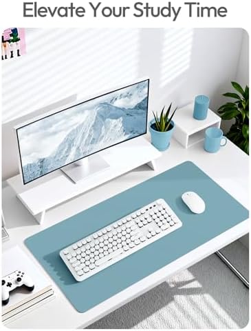 YSAGi Leather Desk Protector, Office Mat, Large Mouse Mat, Non-Slip PU Leather Blotter, Laptop Desk Mat, Waterproof Writing Pad for Office and Home(Aquamarine, 63" x 17.2")