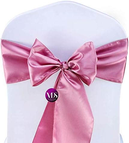 VDS Satin Chair Sashes Chair Cover Back Tie Sateen Bows Ribbon for Wedding Birthday Graduation Engagement Ceremony Event Party Banquet Venue Hotel All Dining Chair Decoration (125PC) (Dusty Pink)