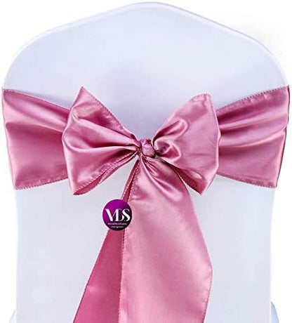 VDS Satin Chair Sashes Chair Cover Back Tie Sateen Bows Ribbon for Wedding Birthday Graduation Engagement Ceremony Event Party Banquet Venue Hotel All Dining Chair Decoration (75PC) (Dusty Pink)