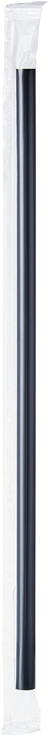 Disposable Black Plastic Boba Straws 9 Inch - 8mm Wide Diameter Individually Wrapped (1200 Count Bulk) for Bubble Tea, Smoothies, Milkshakes - BPA-Free & Durable, Elegant for Parties, Cafes, Home Use