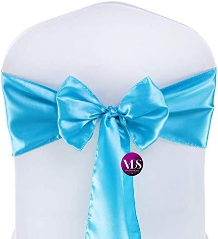 VDS Satin Chair Sashes Chair Cover Back Tie Sateen Bows Ribbon for Wedding Birthday Graduation Engagement Ceremony Event Party Banquet Venue Hotel All Dining Chair Decoration (250PC) (Turquoise)