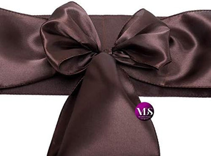 VDS Satin Chair Sashes Chair Cover Back Tie Sateen Bows Ribbon for Wedding Birthday Graduation Engagement Ceremony Event Party Banquet Venue Hotel All Dining Chair Decoration (10PC) (Chocolate Brown)