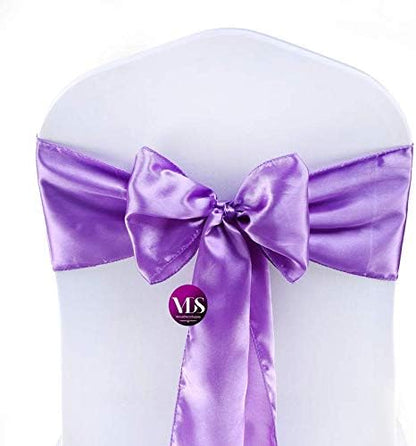 VDS Satin Chair Sashes Chair Cover Back Tie Sateen Bows Ribbon for Wedding Birthday Graduation Engagement Ceremony Event Party Banquet Venue Hotel All Dining Chair Decoration (125PC) (Lavender)