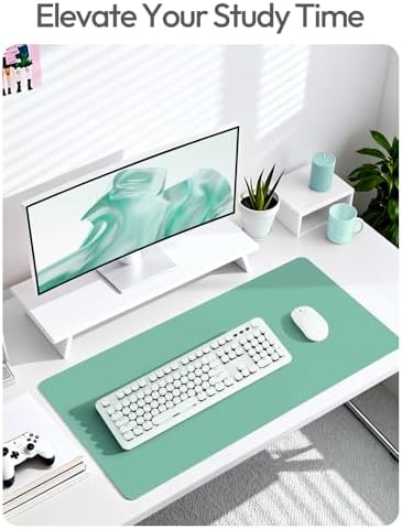 YSAGi Leather Desk Protector, Office Mat, Large Mouse Mat, Non-Slip PU Leather Blotter, Laptop Desk Mat, Waterproof Writing Pad for Office and Home(Green-Blue, 63" x 17.2")