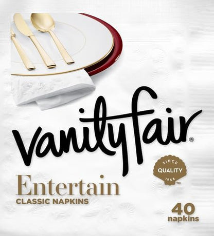 Vanity Fair Entertain Paper Napkins, 40 Count, Disposable Napkins Made For Entertaining And Events(Pack of 4)